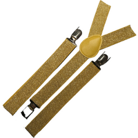 3x Mens Suspenders Braces Adjustable Strong Clip On Elastic Formal Wedding Slim - Gold (Glitter) thumbnail