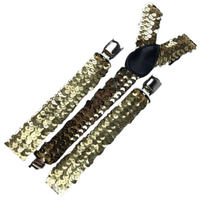 3x Mens Suspenders Braces Adjustable Strong Clip On Elastic Formal Wedding Slim - Gold (Sequin) thumbnail
