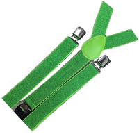 3x Mens Suspenders Braces Adjustable Strong Clip On Elastic Formal Wedding Slim - Green (Glitter) thumbnail