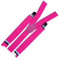 3x Mens Suspenders Braces Adjustable Strong Clip On Elastic Formal Wedding Slim - Pink thumbnail