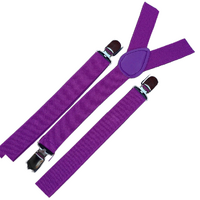 3x Mens Suspenders Braces Adjustable Strong Clip On Elastic Formal Wedding Slim - Purple thumbnail