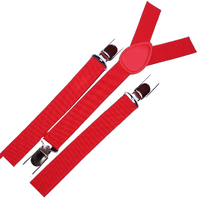 3x Mens Suspenders Braces Adjustable Strong Clip On Elastic Formal Wedding Slim - Red thumbnail