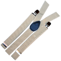 3x Mens Suspenders Braces Adjustable Strong Clip On Elastic Formal Wedding Slim - Sand thumbnail