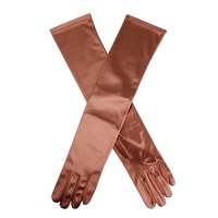 Dents Womens Long Above Elbow Satin Gloves  - Bronze thumbnail