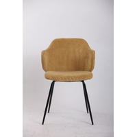 Set of 4 Dining Chairs Corduroy Cord Fabric with Metal Legs in Mustard Yellow thumbnail