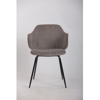 Set of 4 Dining Chairs with Corduroy Cord Fabric in Grey thumbnail
