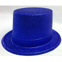 6x Glitter Top Hat Fancy Party Plastic Costume Tall Cap Fun Bulk - Blue thumbnail