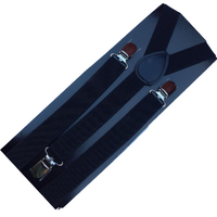 6x Mens Suspenders Braces Adjustable Strong Clip On Elastic Formal Wedding BULK - Black thumbnail