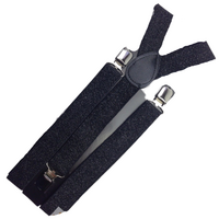 6x Mens Suspenders Braces Adjustable Strong Clip On Elastic Formal Wedding BULK - Black (Glitter) thumbnail