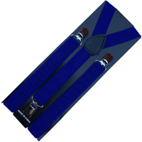 6x Mens Suspenders Braces Adjustable Strong Clip On Elastic Formal Wedding BULK - Blue thumbnail