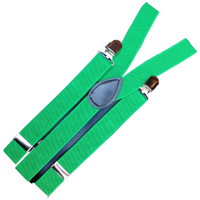 6x Mens Suspenders Braces Adjustable Strong Clip On Elastic Formal Wedding BULK - Dark Green thumbnail