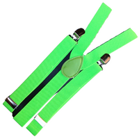 6x Mens Suspenders Braces Adjustable Strong Clip On Elastic Formal Wedding BULK - Fluro Green thumbnail