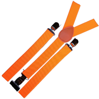 6x Mens Suspenders Braces Adjustable Strong Clip On Elastic Formal Wedding BULK - Fluro Orange thumbnail