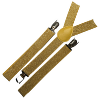6x Mens Suspenders Braces Adjustable Strong Clip On Elastic Formal Wedding BULK - Gold (Glitter) thumbnail