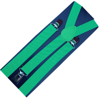 6x Mens Suspenders Braces Adjustable Strong Clip On Elastic Formal Wedding BULK - Green thumbnail