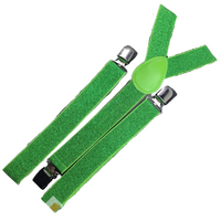 6x Mens Suspenders Braces Adjustable Strong Clip On Elastic Formal Wedding BULK - Green (Glitter) thumbnail