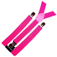 6x Mens Suspenders Braces Adjustable Strong Clip On Elastic Formal Wedding BULK - Magenta thumbnail