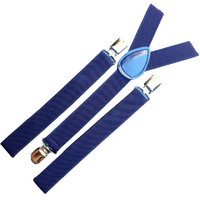 6x Mens Suspenders Braces Adjustable Strong Clip On Elastic Formal Wedding BULK - Navy Blue thumbnail