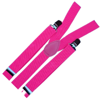 6x Mens Suspenders Braces Adjustable Strong Clip On Elastic Formal Wedding BULK - Pink thumbnail