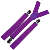 6x Mens Suspenders Braces Adjustable Strong Clip On Elastic Formal Wedding BULK - Purple thumbnail