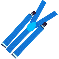 6x Mens Suspenders Braces Adjustable Strong Clip On Elastic Formal Wedding BULK - Sky Blue thumbnail