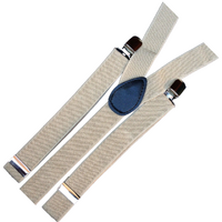6x Mens Suspenders Braces Adjustable Strong Clip On Elastic Formal Wedding BULK - Sand thumbnail