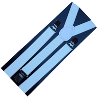 6x Mens Suspenders Braces Adjustable Strong Clip On Elastic Formal Wedding BULK - White thumbnail