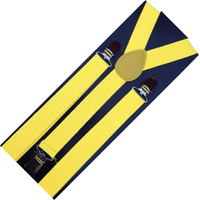 6x Mens Suspenders Braces Adjustable Strong Clip On Elastic Formal Wedding BULK - Yellow thumbnail
