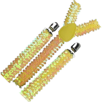 6x Mens Suspenders Braces Adjustable Strong Clip On Elastic Formal Wedding BULK - Yellow (Sequin) thumbnail