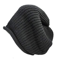 Dents Mens Slouch Knit Beanie Warm Winter Pullover Hat Skull Baggy - Black thumbnail