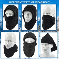 3x Windproof Thermal Fleece Balaclava Beanie Hat Full Face Mask Ski - Black thumbnail