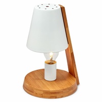 32cm Wooden Base Modern Desk Table Lamp Light Metal Shade Designer - White thumbnail