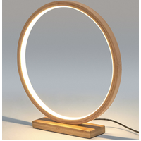 Bamboo Single Ring LED Lamp Light Modern Scandi Minimalistic - Natural thumbnail