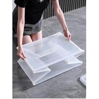 4x 37 Litre Modular Clear Foldable Storage Box with Lid Plastic Tub Collapsible thumbnail