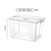 2x 82 Litre Modular Clear Foldable Storage Box with Lid Plastic Tub Collapsible thumbnail