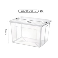 82 Litre Modular Clear Foldable Storage Box with Lid Plastic Tub Collapsible thumbnail