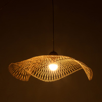 Serene Natural Hand-Woven Bamboo Wave Pendant Lamp Light - Large thumbnail