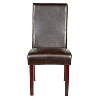Set of 2 Rome Leather Brown Dining Chairs Durable Seat Wood Kitchen Cafe thumbnail