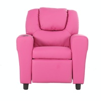 Set of 4 Oliver Kids Recliner Chair Sofa Children Lounge Couch PU Armchair Pink thumbnail
