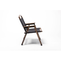 Bamboo Canvas Foldable Outdoor Camping Chair Wooden Travel Picnic Park - Black thumbnail