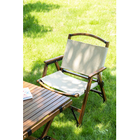 2x Bamboo Foldable Outdoor Camping Chair Wooden Travel Picnic Park Folding - Khaki/Beige thumbnail