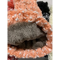 Womens Thick Knit Beanie Winter Fleece Lined Hat Warm Faux Fur Pom Striped Ski thumbnail
