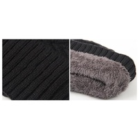 3x Unisex Winter Knitted Hat Warm Thick Beanie Fleece Ski Cap  Thermal - Black thumbnail