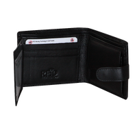 Futura Mens RFID Leather Coin Fold Over Wallet - Black thumbnail