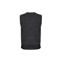 Mens Wool Blend V Neck Vest Sleeveless Double Knit  - Charcoal - X-Small thumbnail