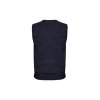 Mens Wool Blend V Neck Vest Sleeveless Double Knit  - Navy - Medium thumbnail
