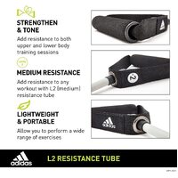Adidas Resistance Tube Level 2 Band Elastic Yoga Fitness Gym Strap - Grey/Black thumbnail