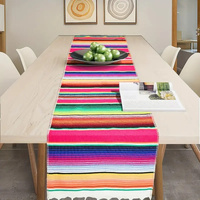 Rainbow Table Runner Stripe With Tassel Mexican Tablecloth Wedding Party Decor thumbnail