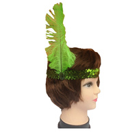 12x 1920s FLAPPER HEADBAND Headpiece Feather Sequin Charleston Gatsby Party BULK - Green thumbnail