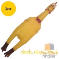 3x SHRILLING CHICKEN Dog Chew Screaming Toy Squeeze Sound Funny Rubber Pet BULK thumbnail